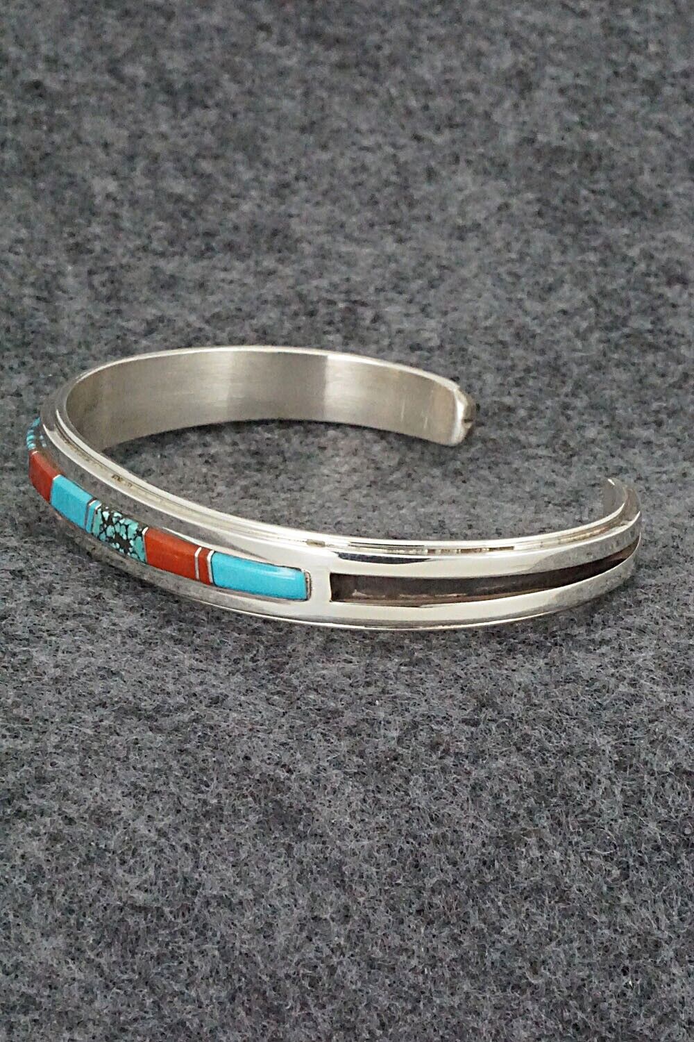 Turquoise, Coral & Sterling Silver Bracelet - Wilbert Muskett