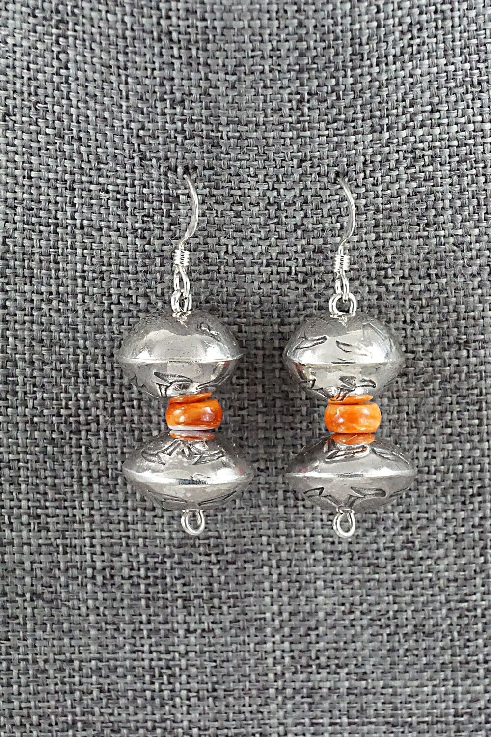 Spiny Oyster & Sterling Silver Navajo Pearl Earrings - Presley Haley