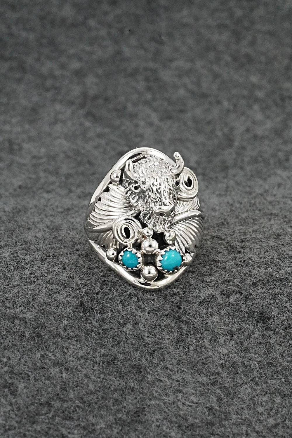 Turquoise & Sterling Silver Ring - Darrell Morgan - Size 9.5