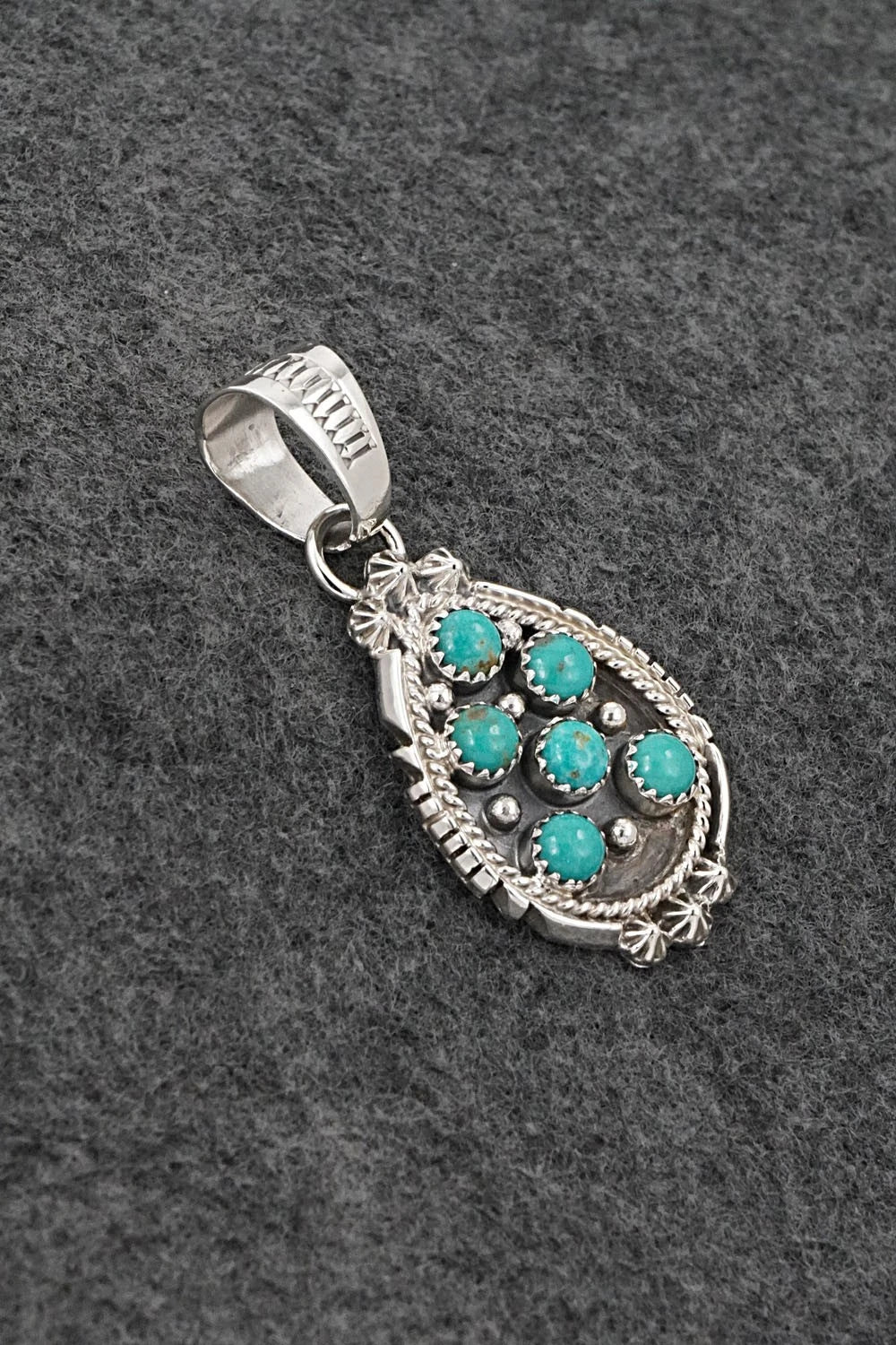 Turquoise & Sterling Silver Pendant - Kenny Lonjose