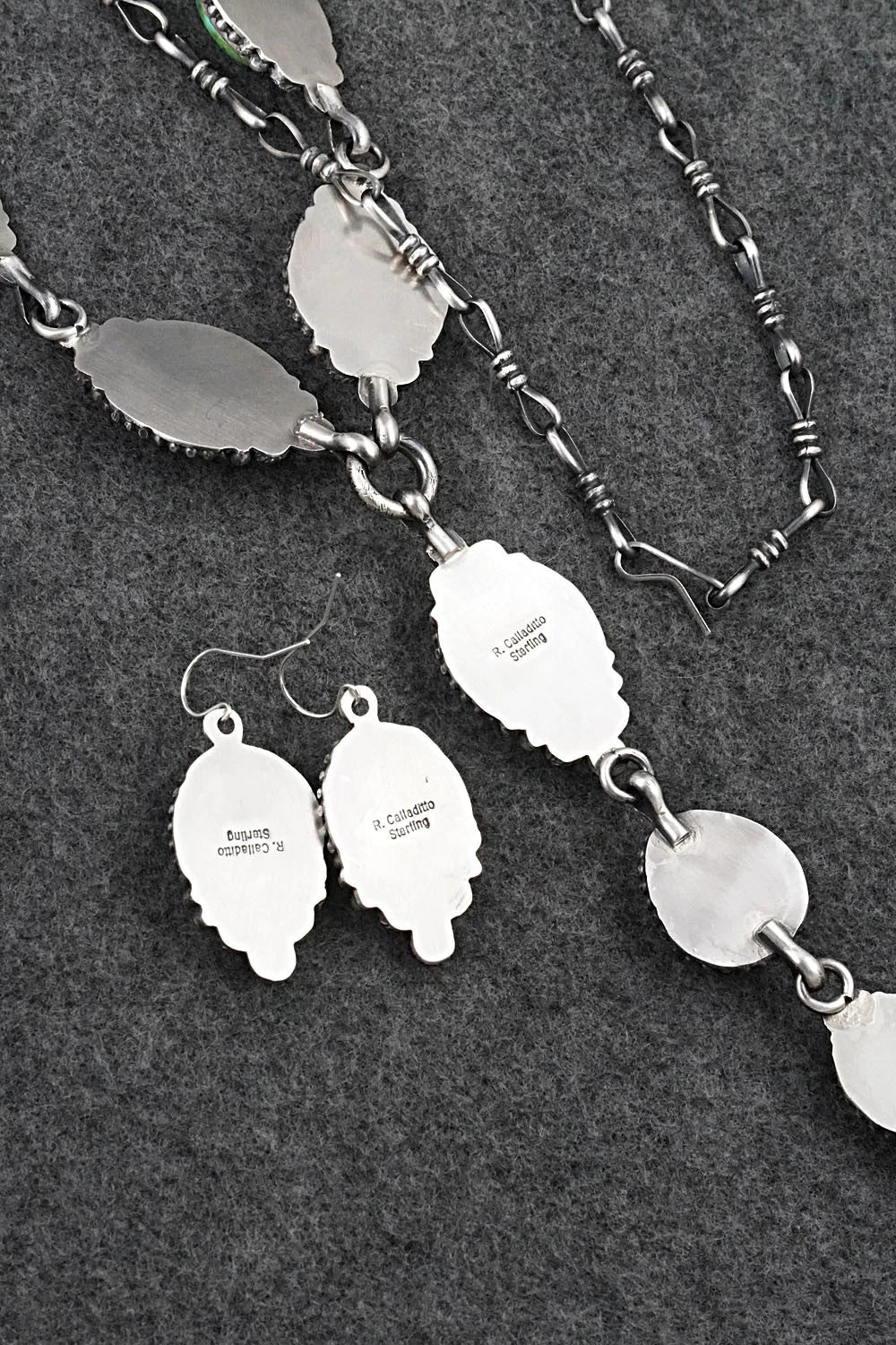 Turquoise & Sterling Silver Necklace and Earrings Set - Rosita Calladitto