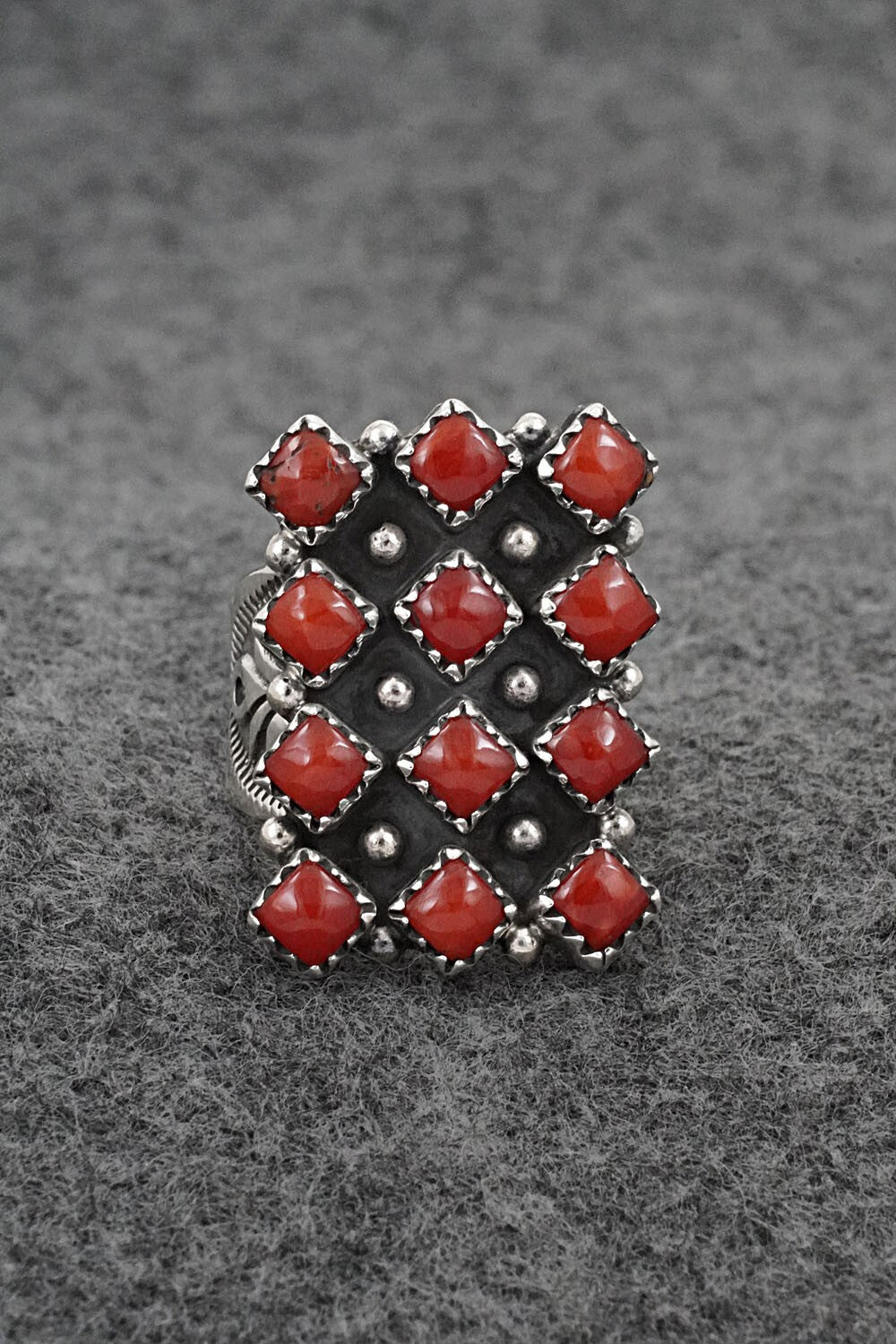 Coral & Sterling Silver Ring - Verley Betone - Size 5.5