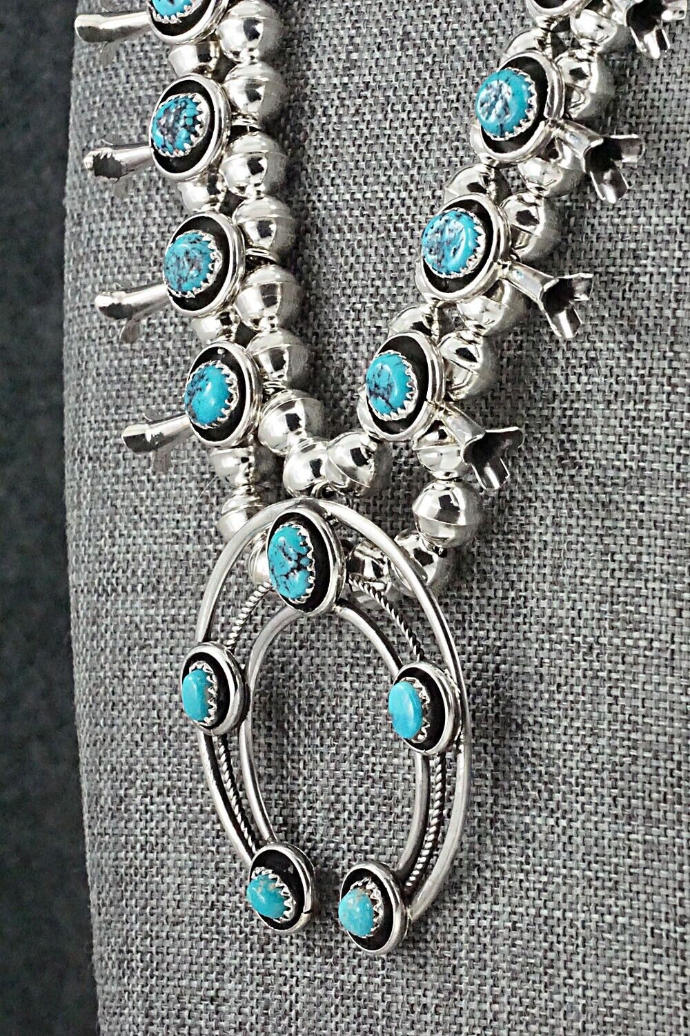 Turquoise & Sterling Silver Squash Blossom Set - Phil Garcia