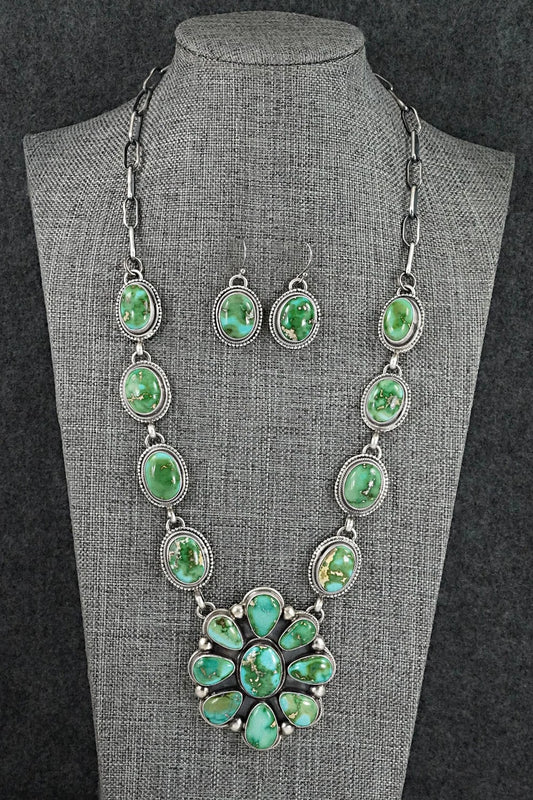 Turquoise & Sterling Silver Necklace and Earrings Set - Kathleen Livingston