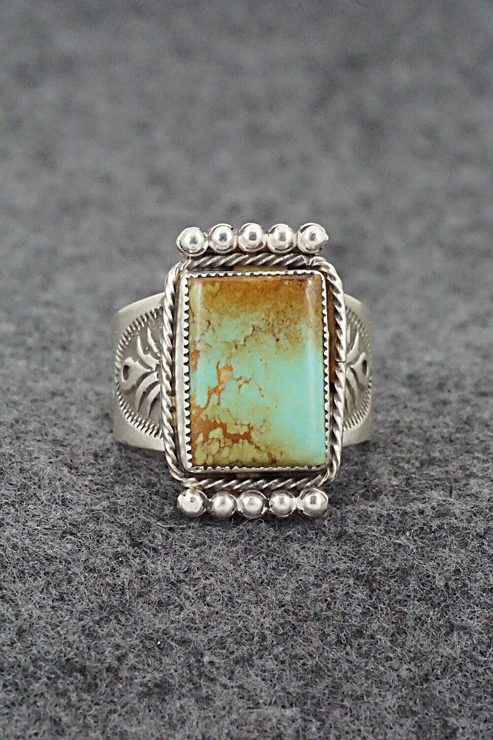 Turquoise & Sterling Silver Ring - Adrienne Gordon - Size 10.5