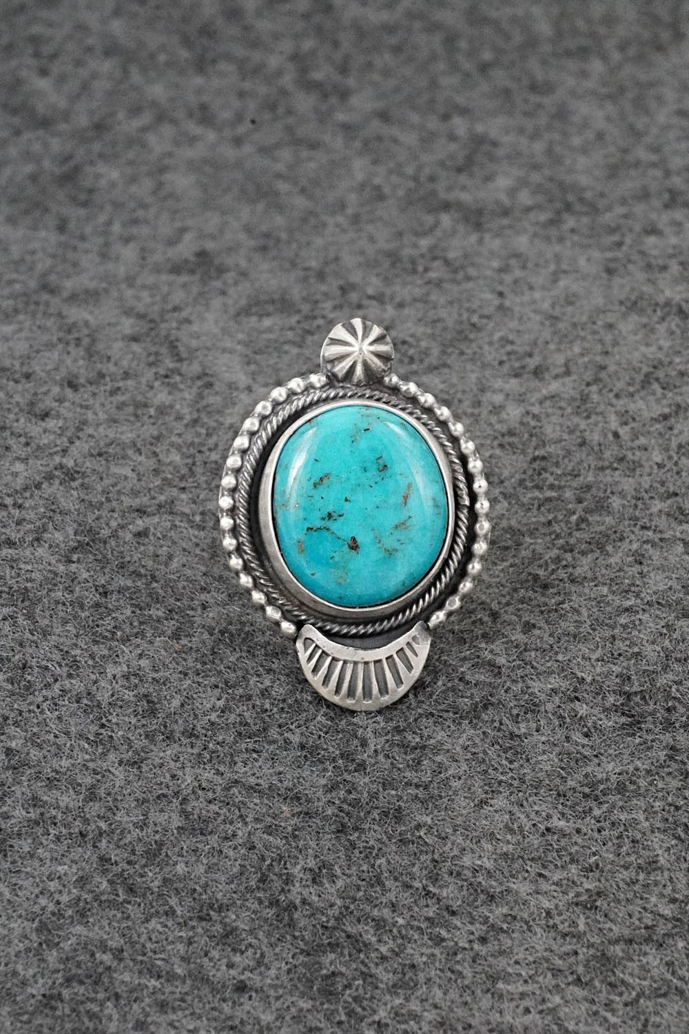 Turquoise & Sterling Silver Ring - Bobby Johnson - Size 7.5