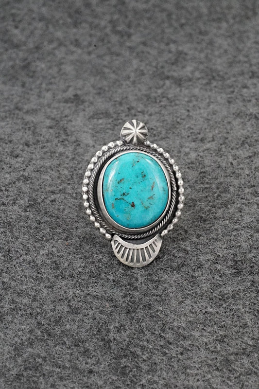Turquoise & Sterling Silver Ring - Bobby Johnson - Size 7.5