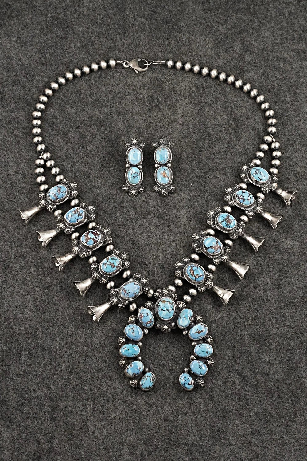 Turquoise & Sterling Silver Squash Blossom Set - Darrin Livingston