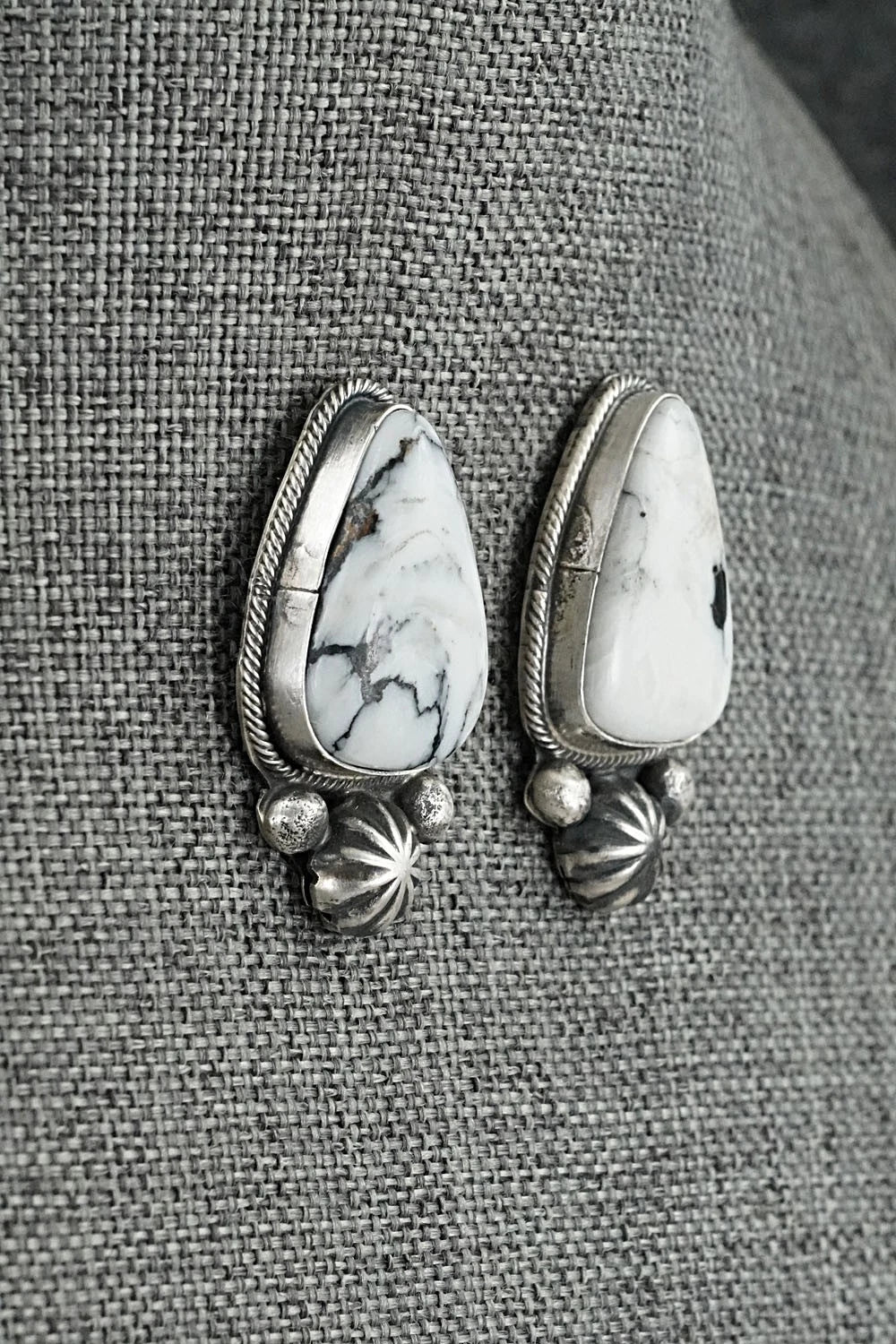 White Buffalo & Sterling Silver Necklace and Earrings Set - Darrin Livingston
