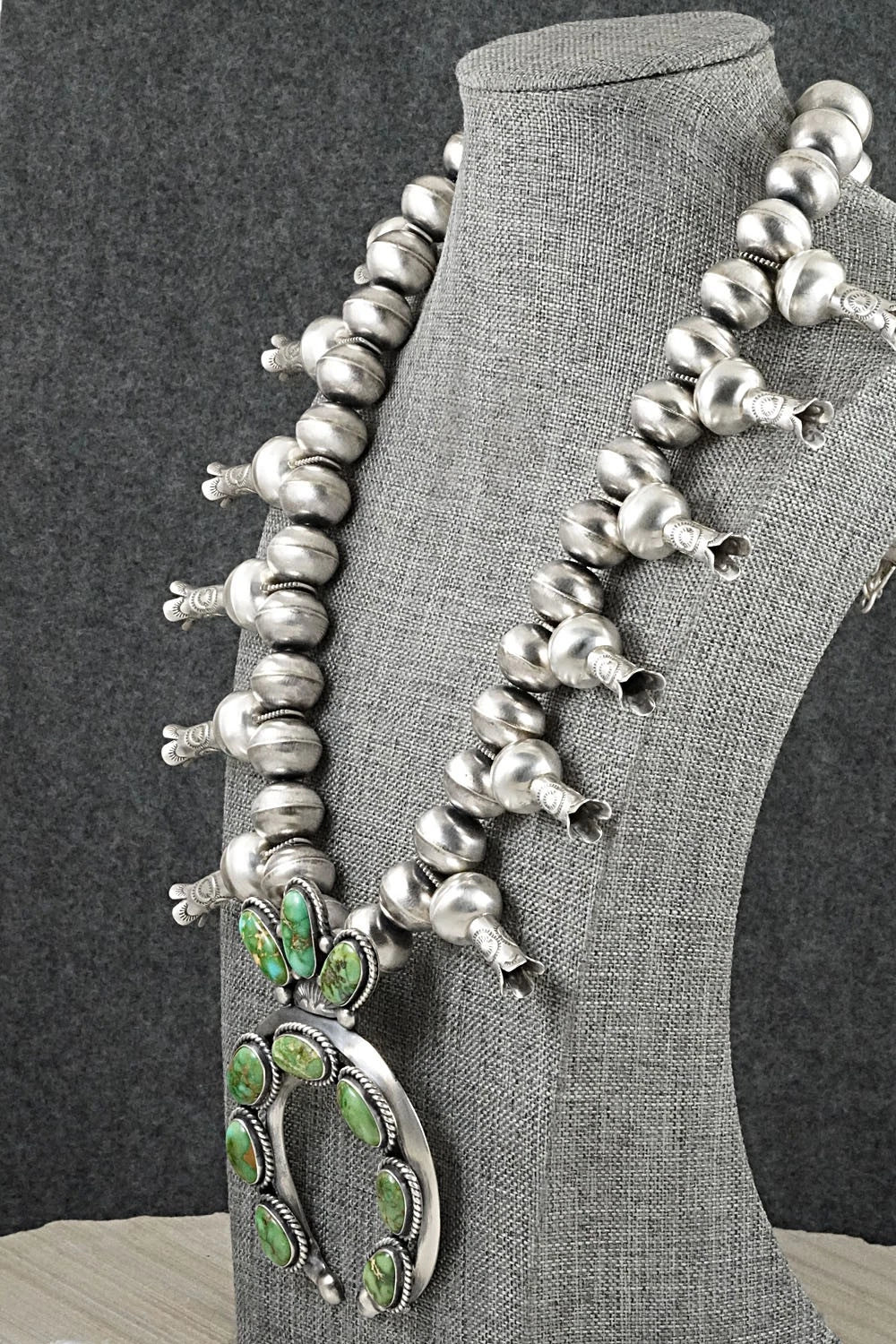 Turquoise & Sterling Silver Squash Blossom Necklace - Chris Hale