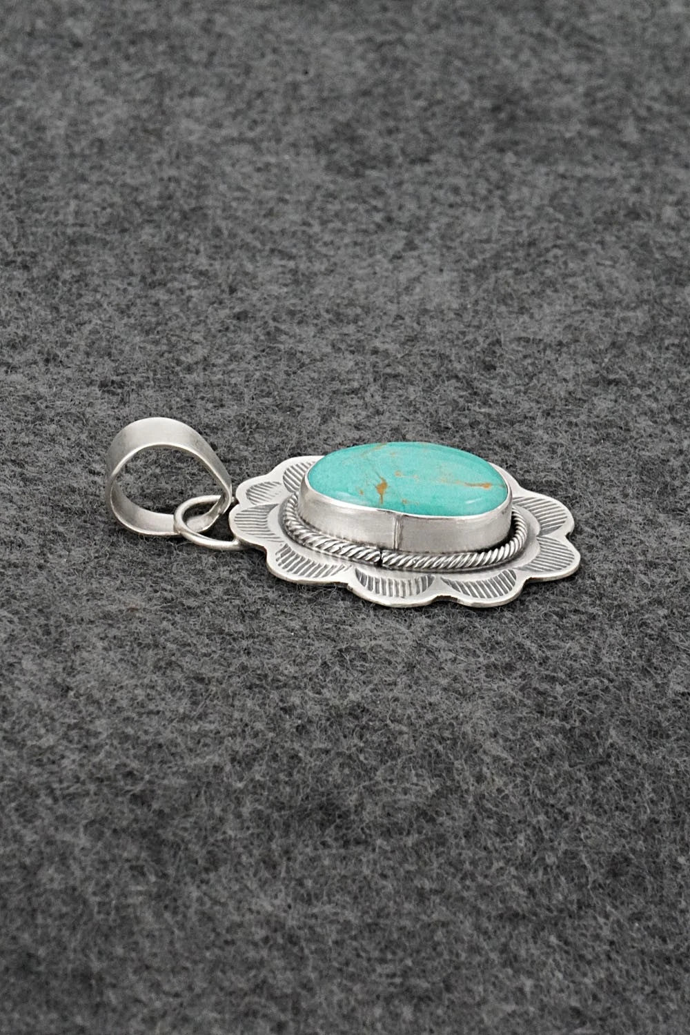 Turquoise & Sterling Silver Pendant - Cordell Platero
