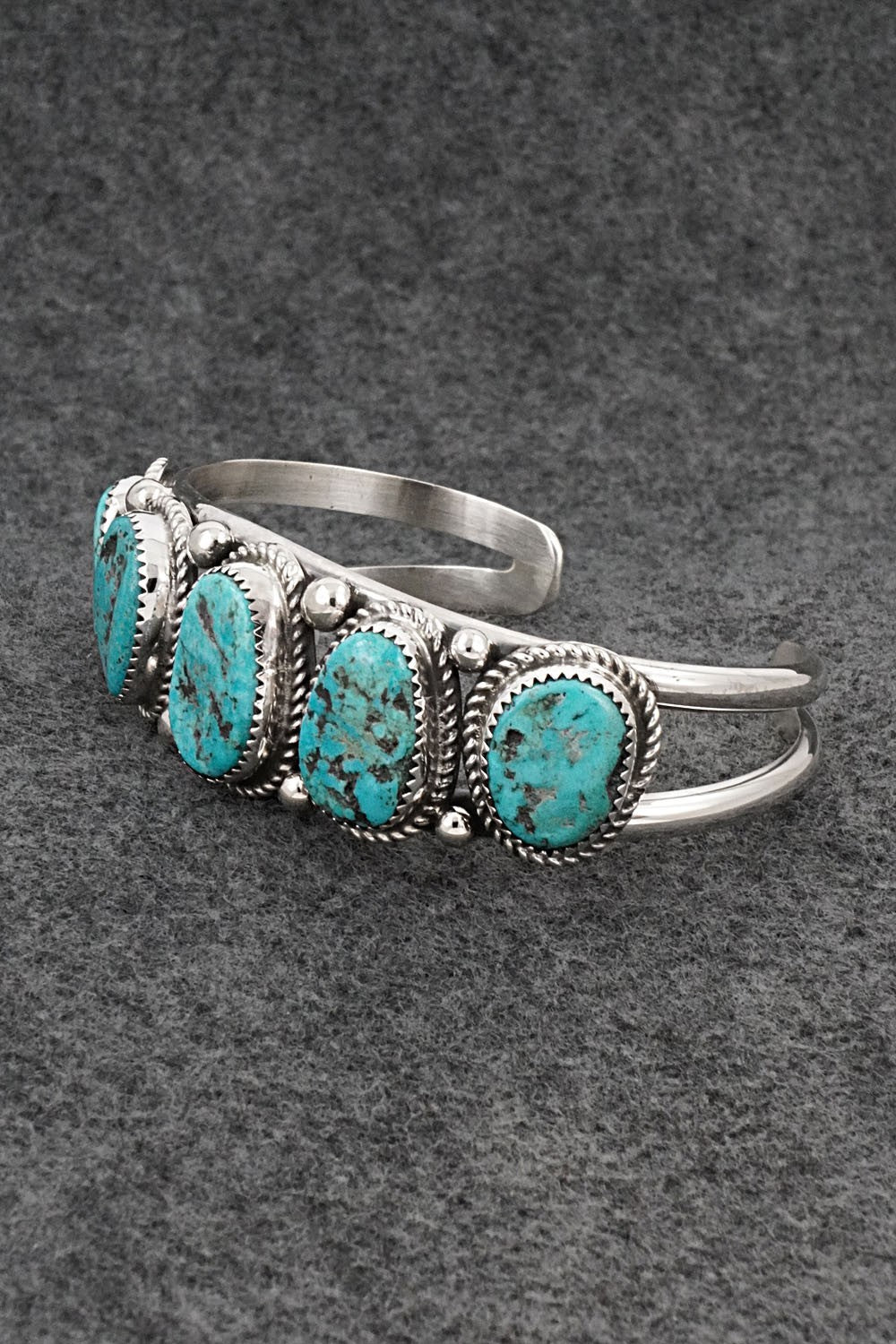 Turquoise & Sterling Silver Bracelet - Leslie Nez