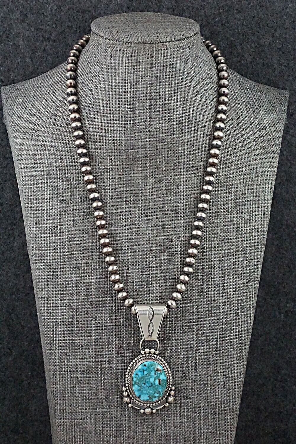 Turquoise & Sterling Silver Necklace - Tom Lewis