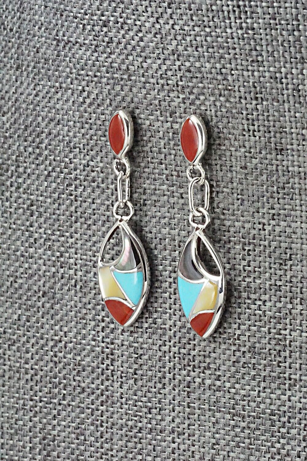 Multi-Stone & Sterling Silver Inlay Earrings - Faye Leekya