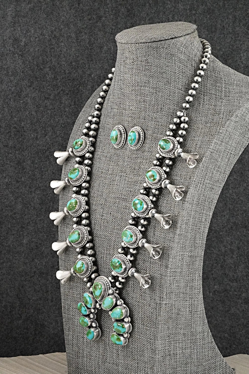 Turquoise & Sterling Silver Squash Blossom Set - Randy Boyd