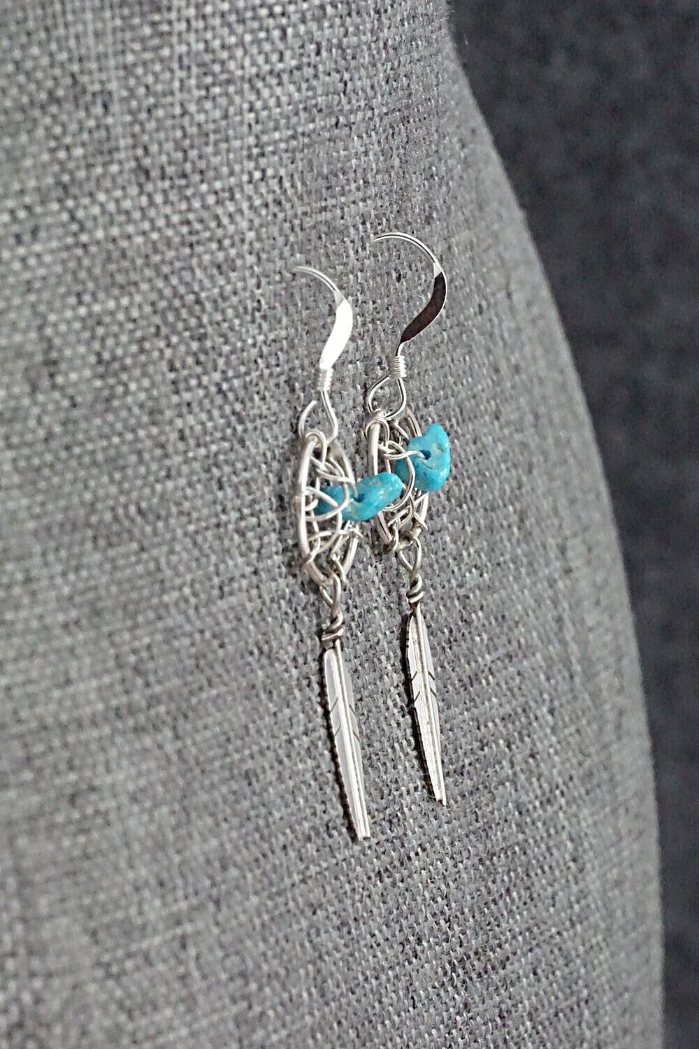 Turquoise & Sterling Silver Earrings - Lorenzo Arviso Jr.