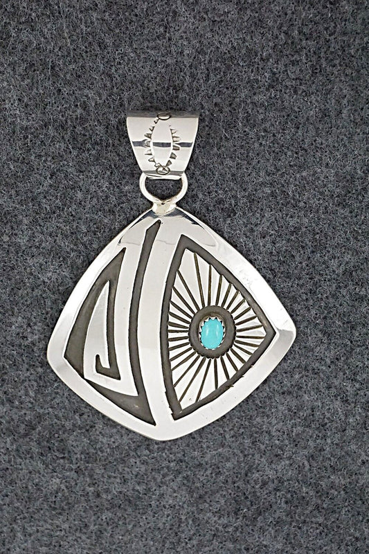 Turquoise and Sterling Silver Pendant - Rosco Scott