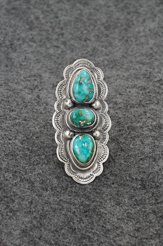 Turquoise & Sterling Silver Ring - Bobby Johnson - Size 9