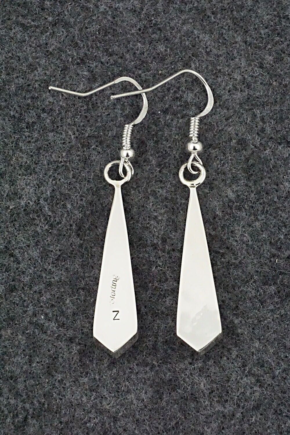 White Buffalo & Sterling Silver Inlay Earrings - Marilyn Yazzie