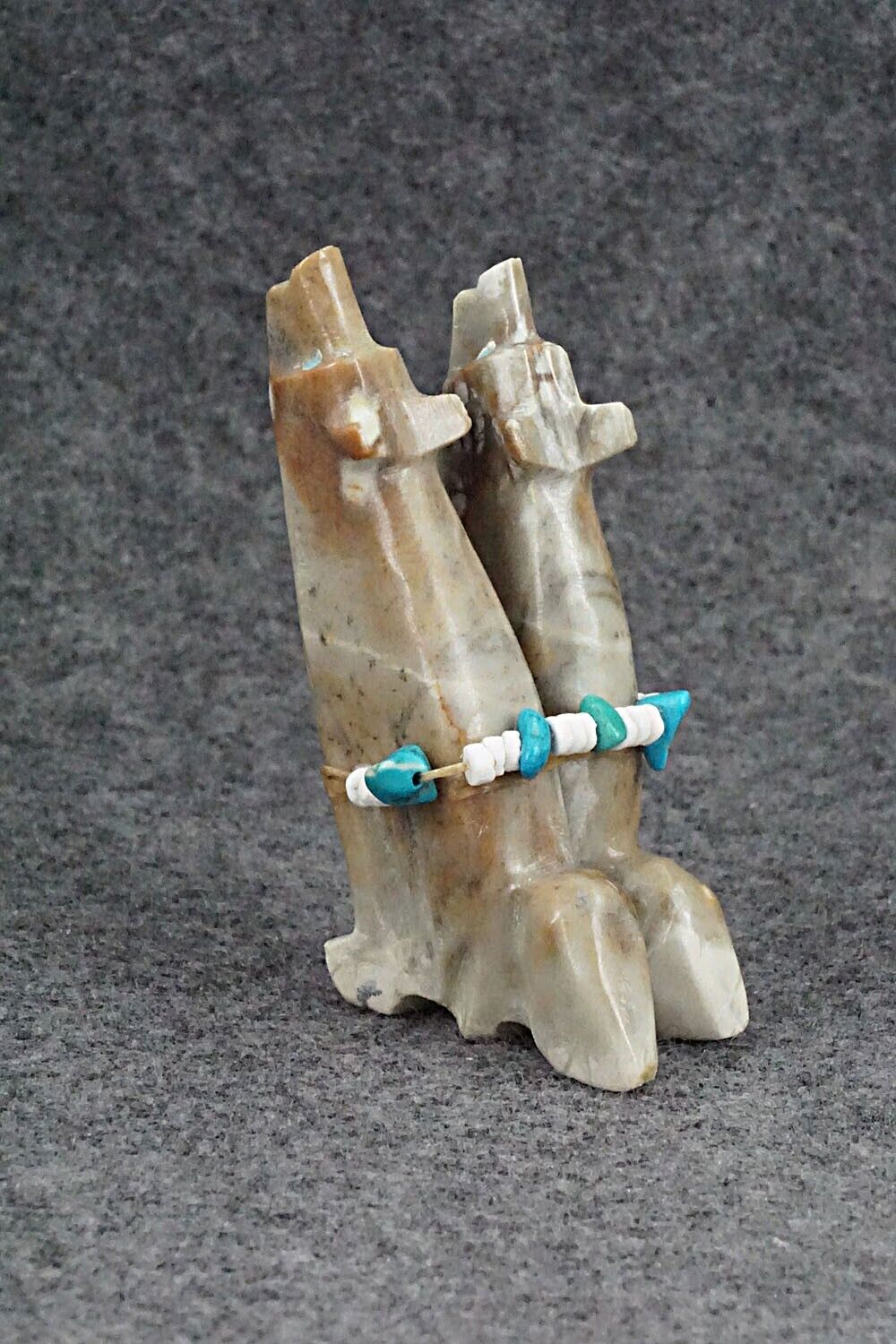 Wolf Pair Zuni Fetish Carving - Tim Lementino