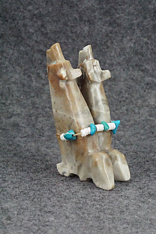 Wolf Pair Zuni Fetish Carving - Tim Lementino