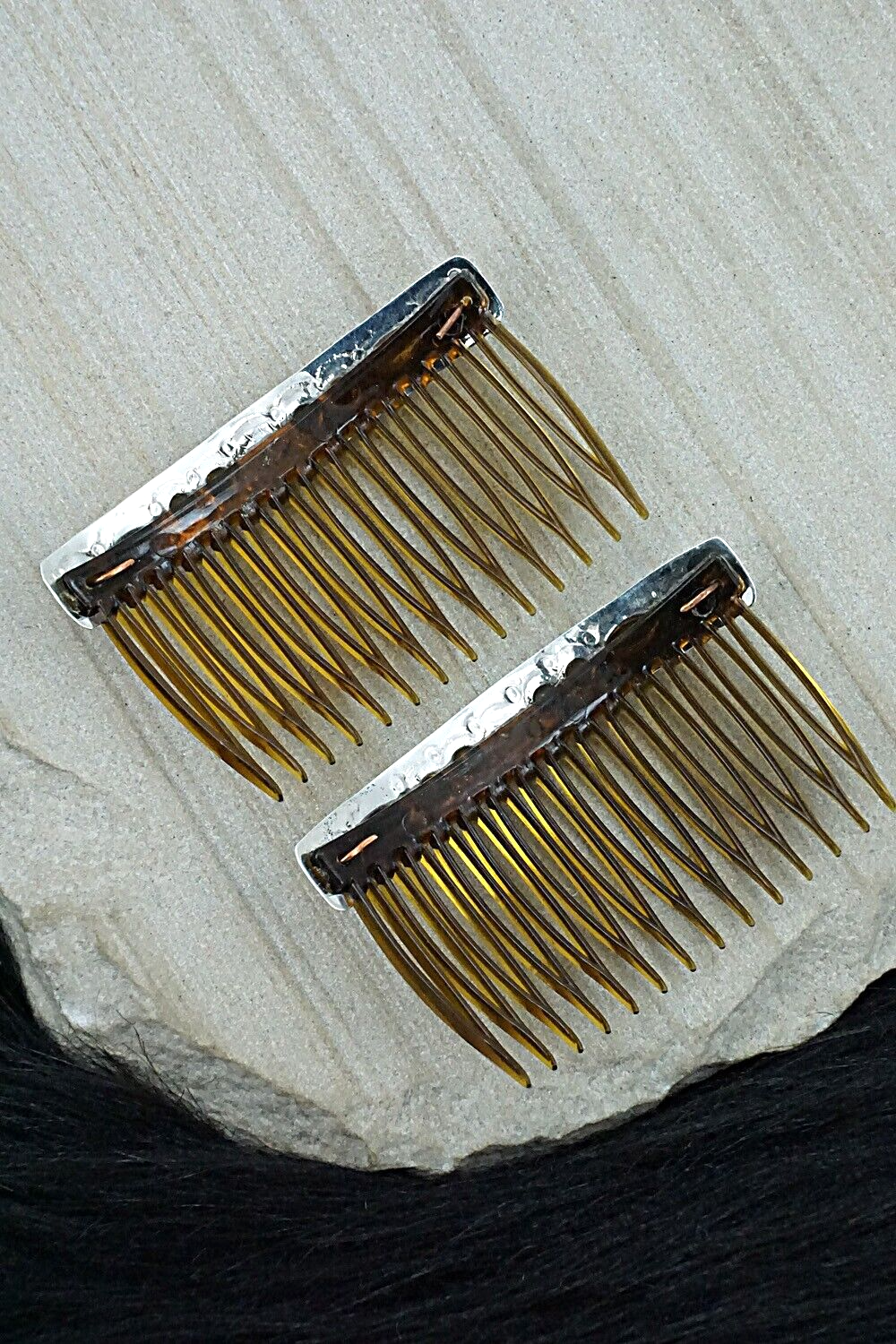 Turquoise & Sterling Silver Hair Combs - Jennie Blackgoat