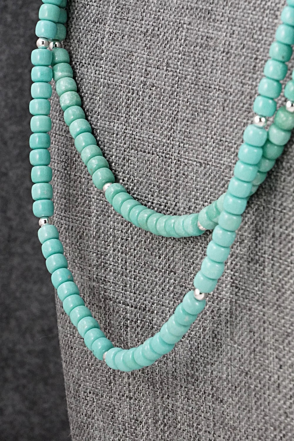 Turquoise & Sterling Silver Necklace 20" - Erika Brown