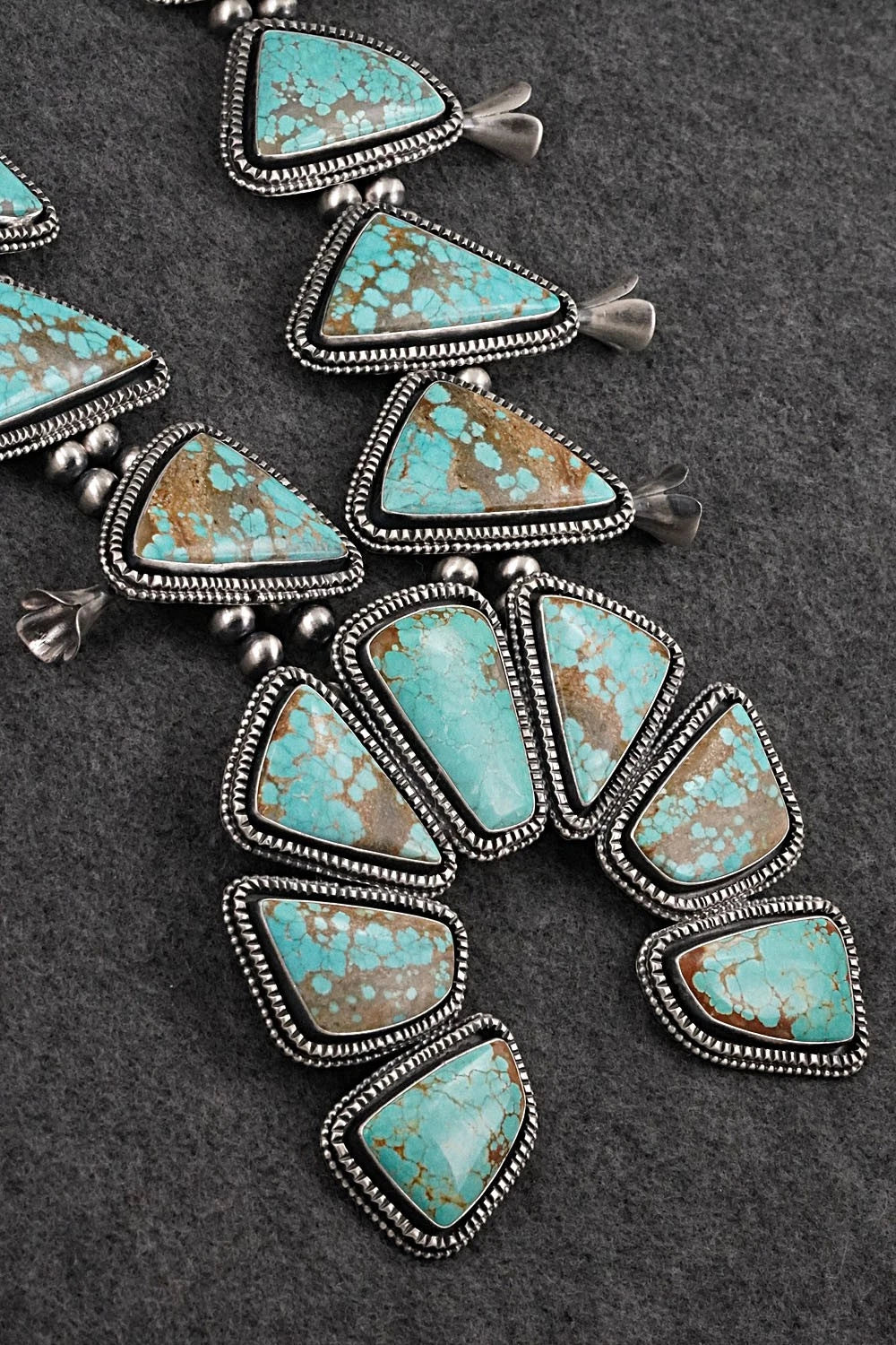 Turquoise & Sterling Silver Squash Blossom Set - Paul Livingston