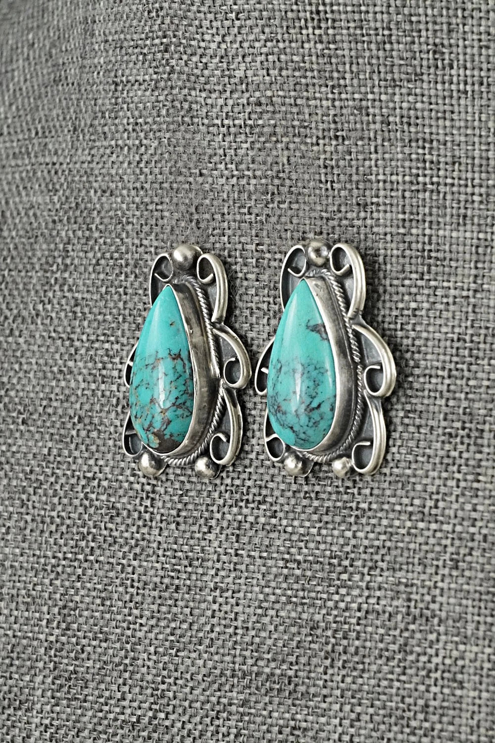Turquoise & Sterling Silver Earrings - Kobe Martinez