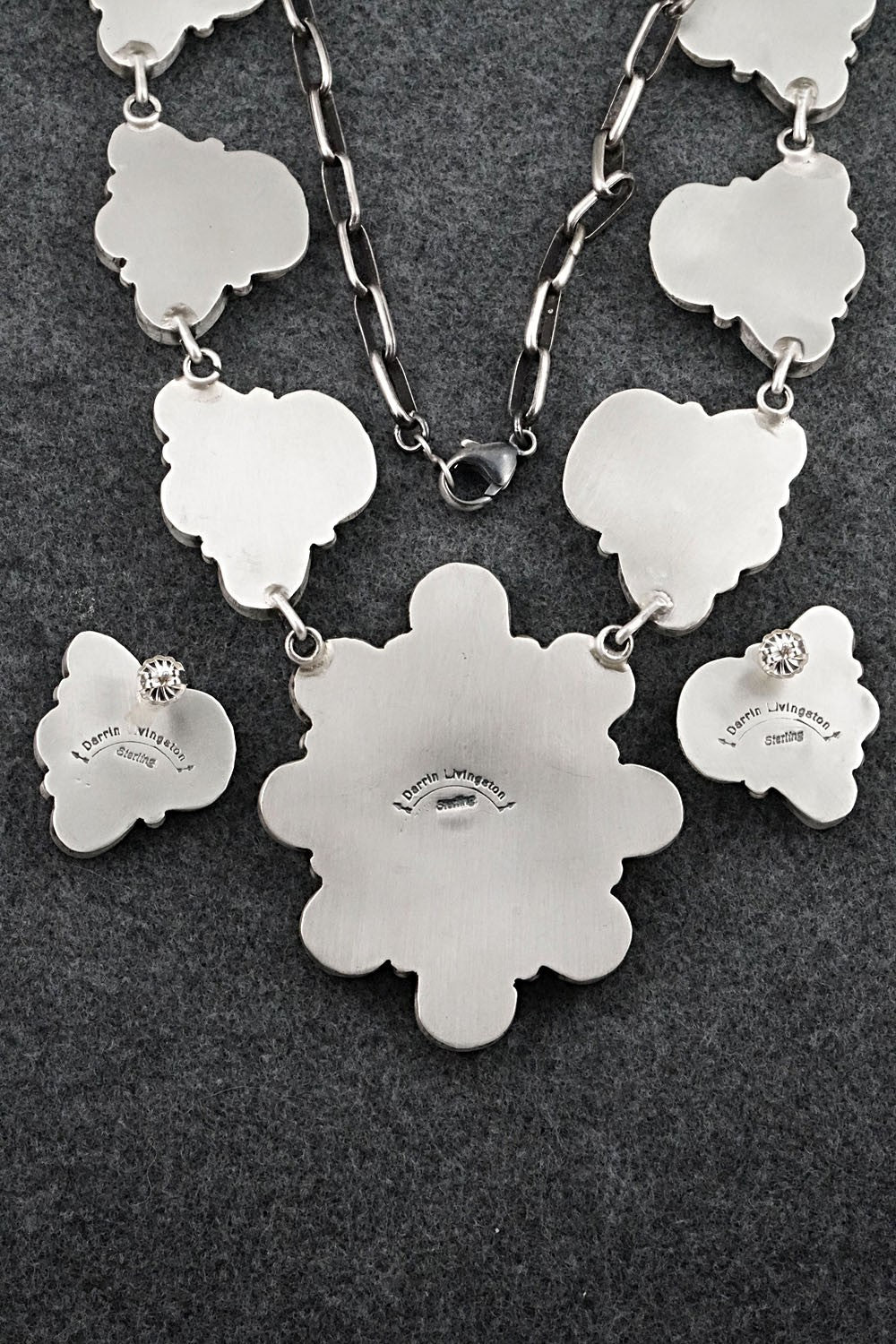 Turquoise & Sterling Silver Necklace and Earrings Set - Darrin Livingston