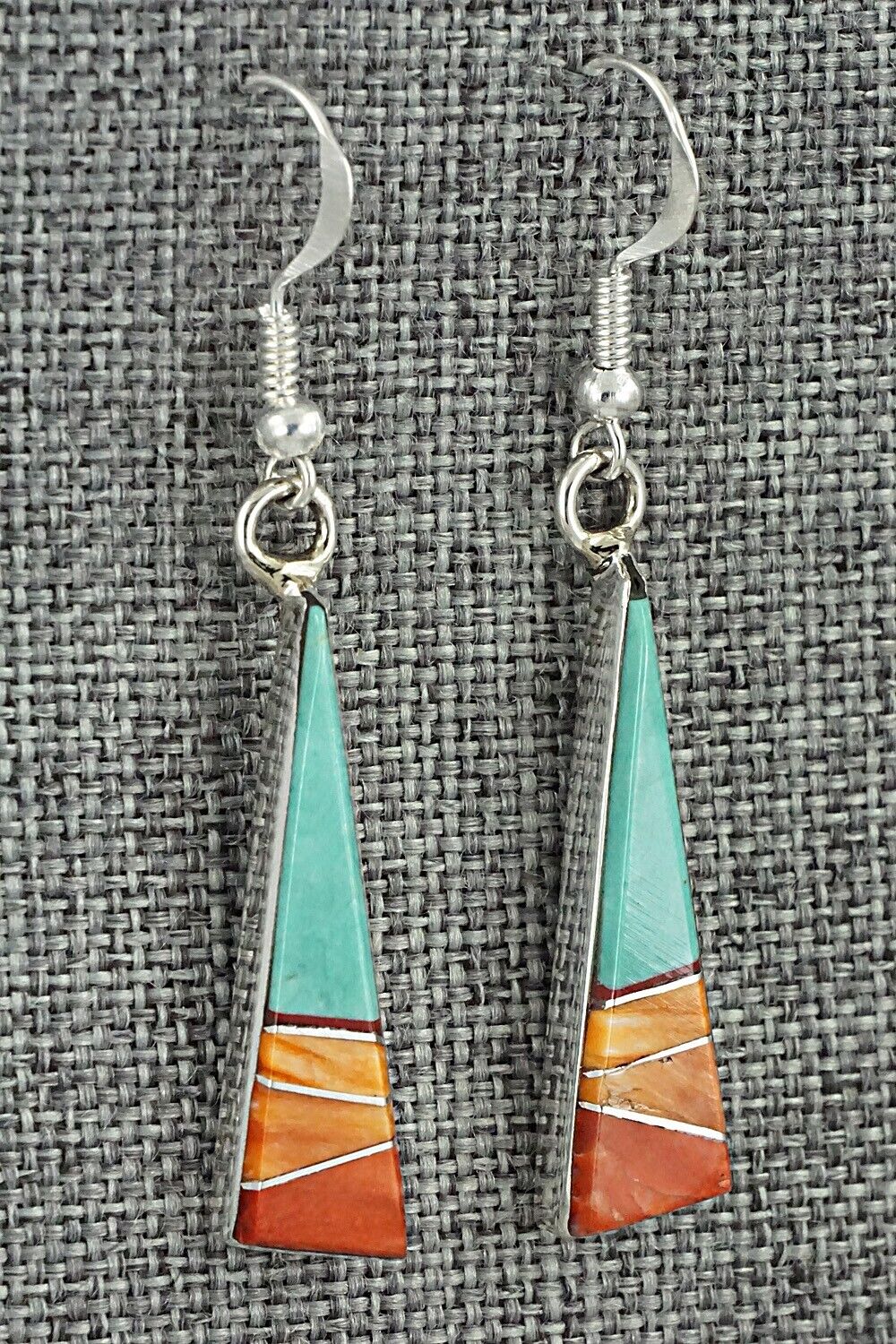 Turquoise, Spiny Oyster & Sterling Silver Earrings - Marilyn Yazzie