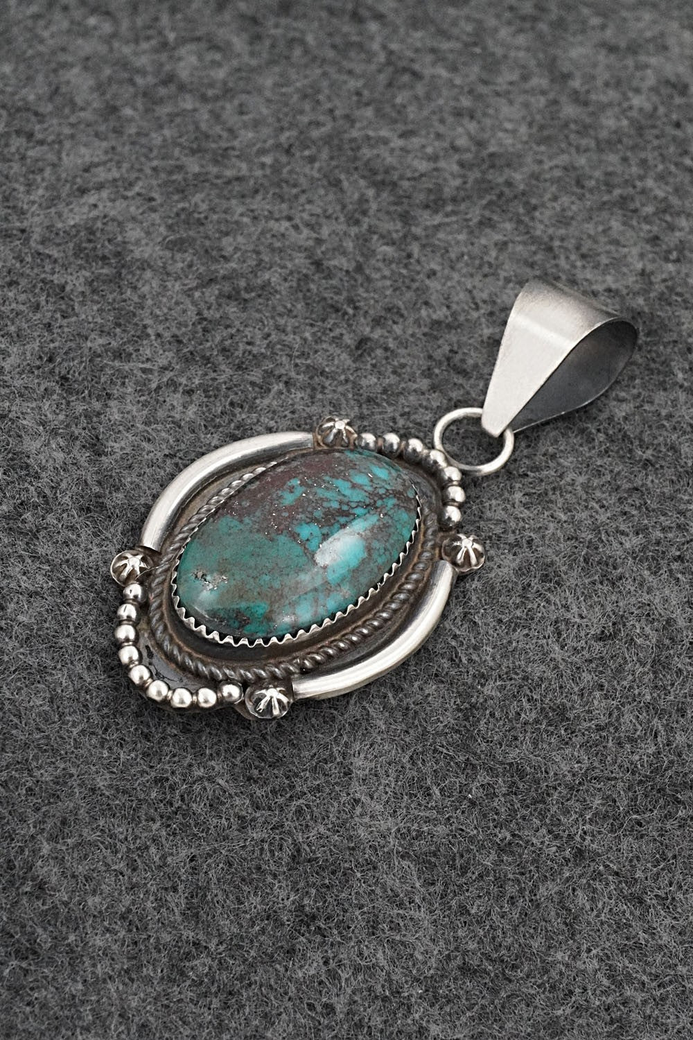 Turquoise and Sterling Silver Pendant - Leslie Nez