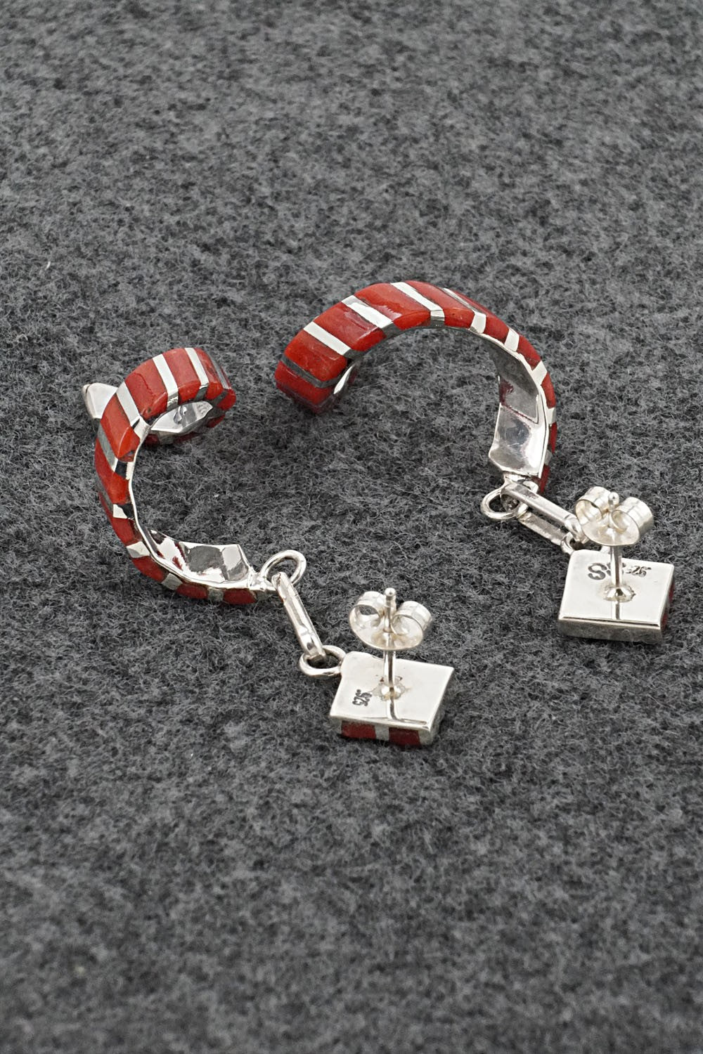 Coral & Sterling Silver Earrings - Shawn Sheyka