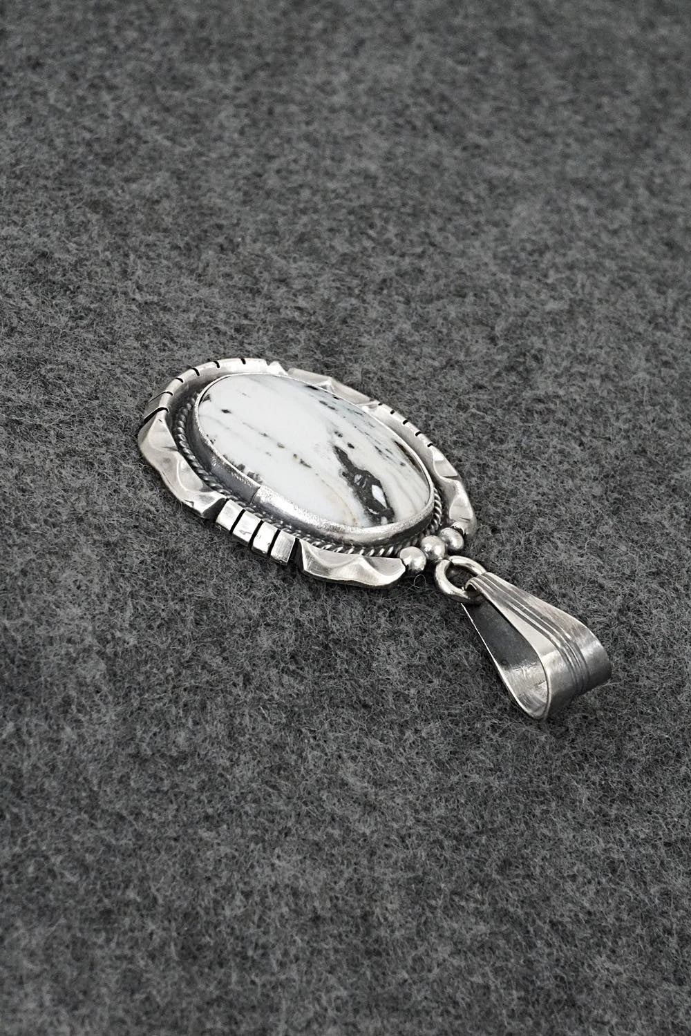 White Buffalo & Sterling Silver Pendant - Samuel Yellowhair