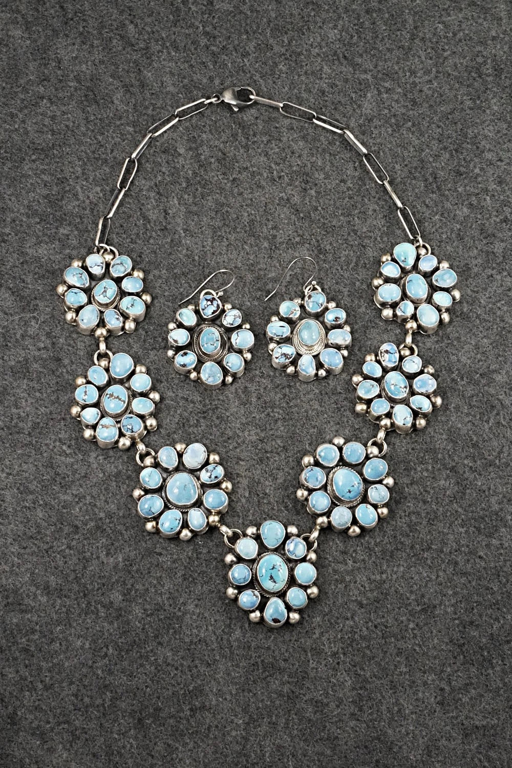 Turquoise & Sterling Silver Necklace and Earrings Set - Kathleen Livingston