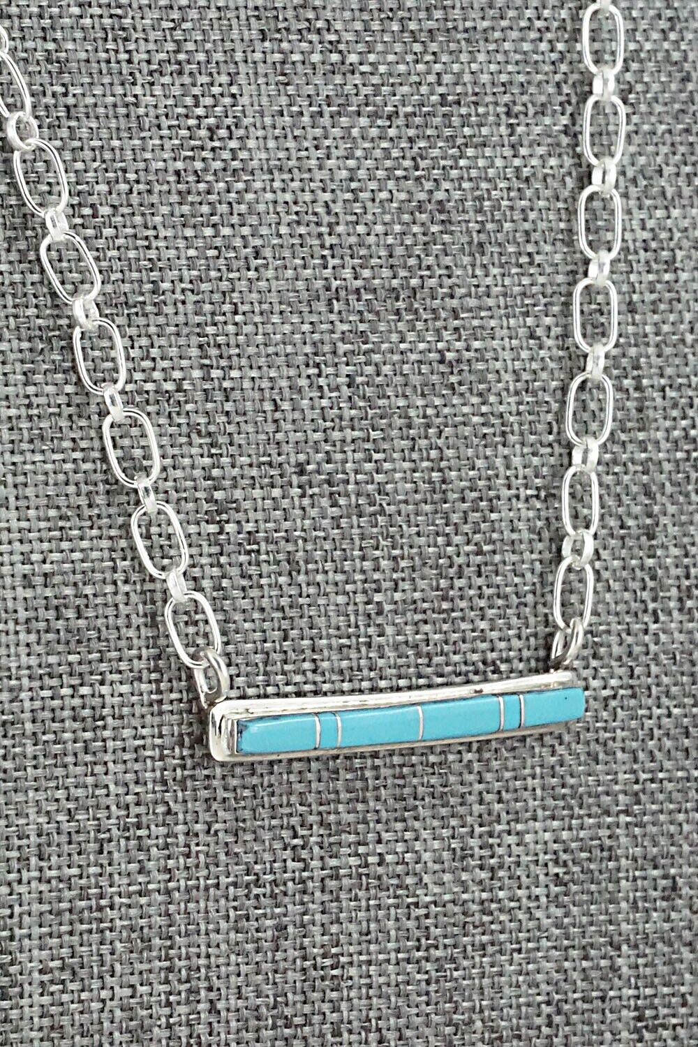 Turquoise & Sterling Silver Necklace - Roland Natachu
