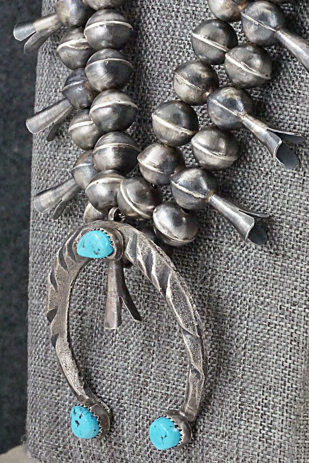 Turquoise & Sterling Silver Squash Blossom Set - Gilbert Martin