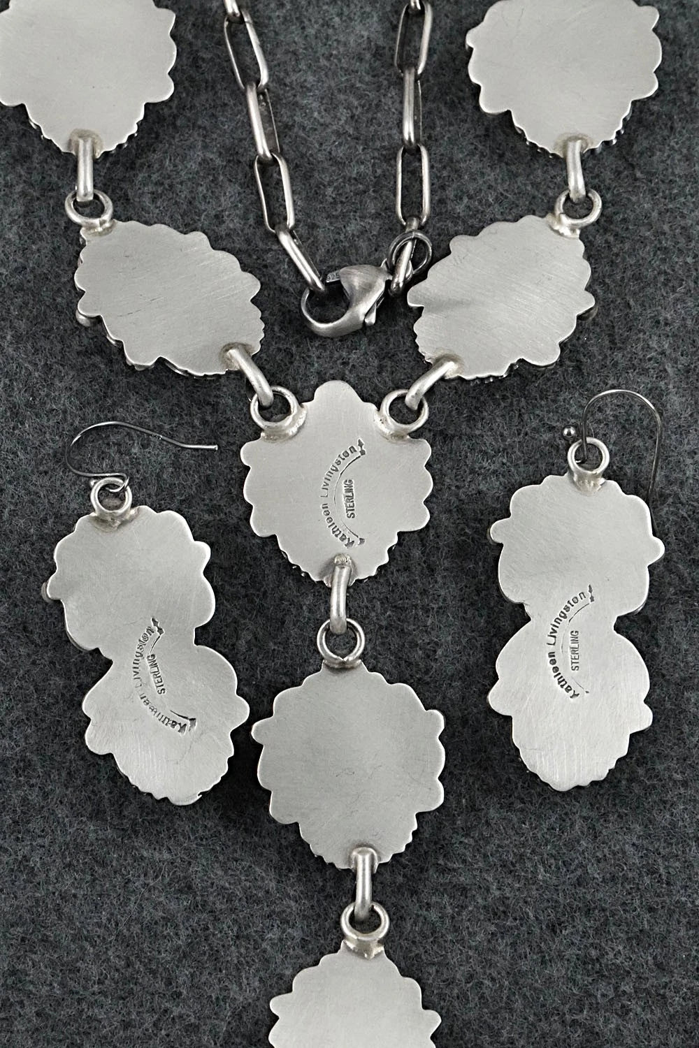 Turquoise & Sterling Silver Necklace and Earrings Set - Kathleen Livingston