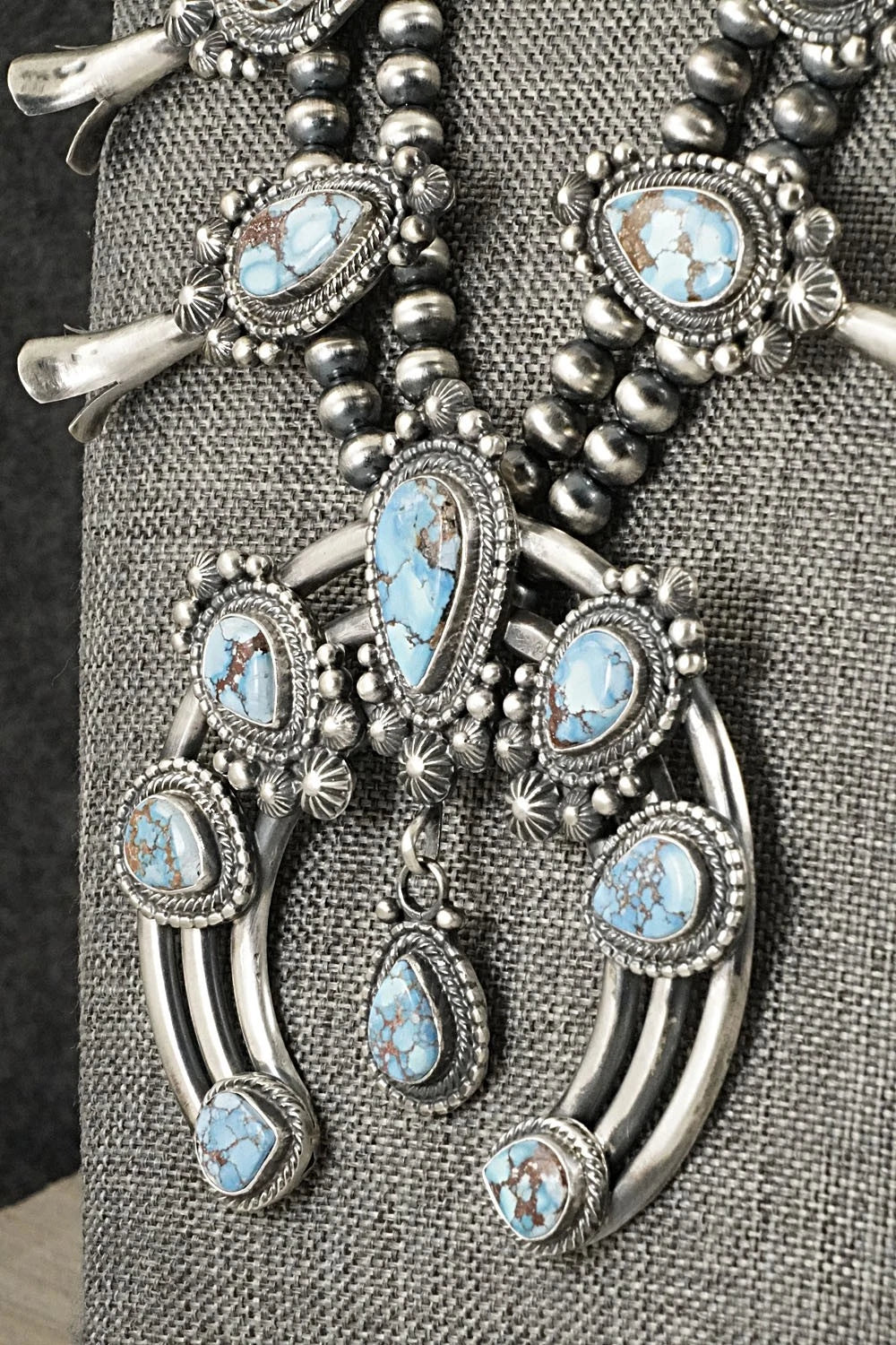 Turquoise & Sterling Silver Squash Blossom Set - Tom Lewis