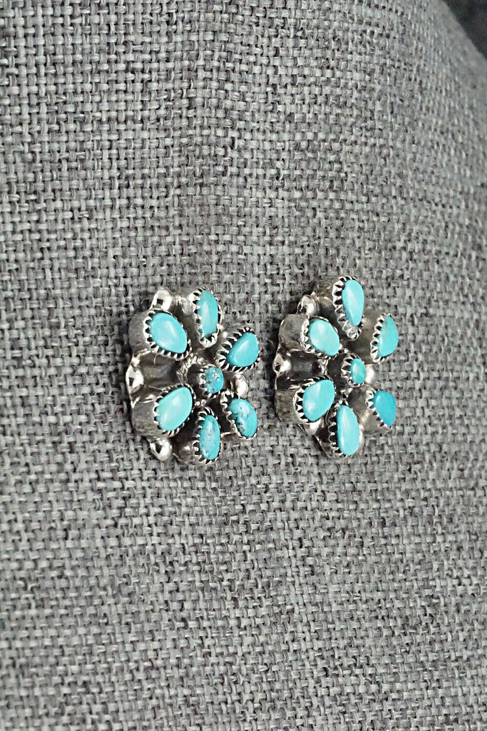 Turquoise & Sterling Silver Earrings - Lorencita Walela