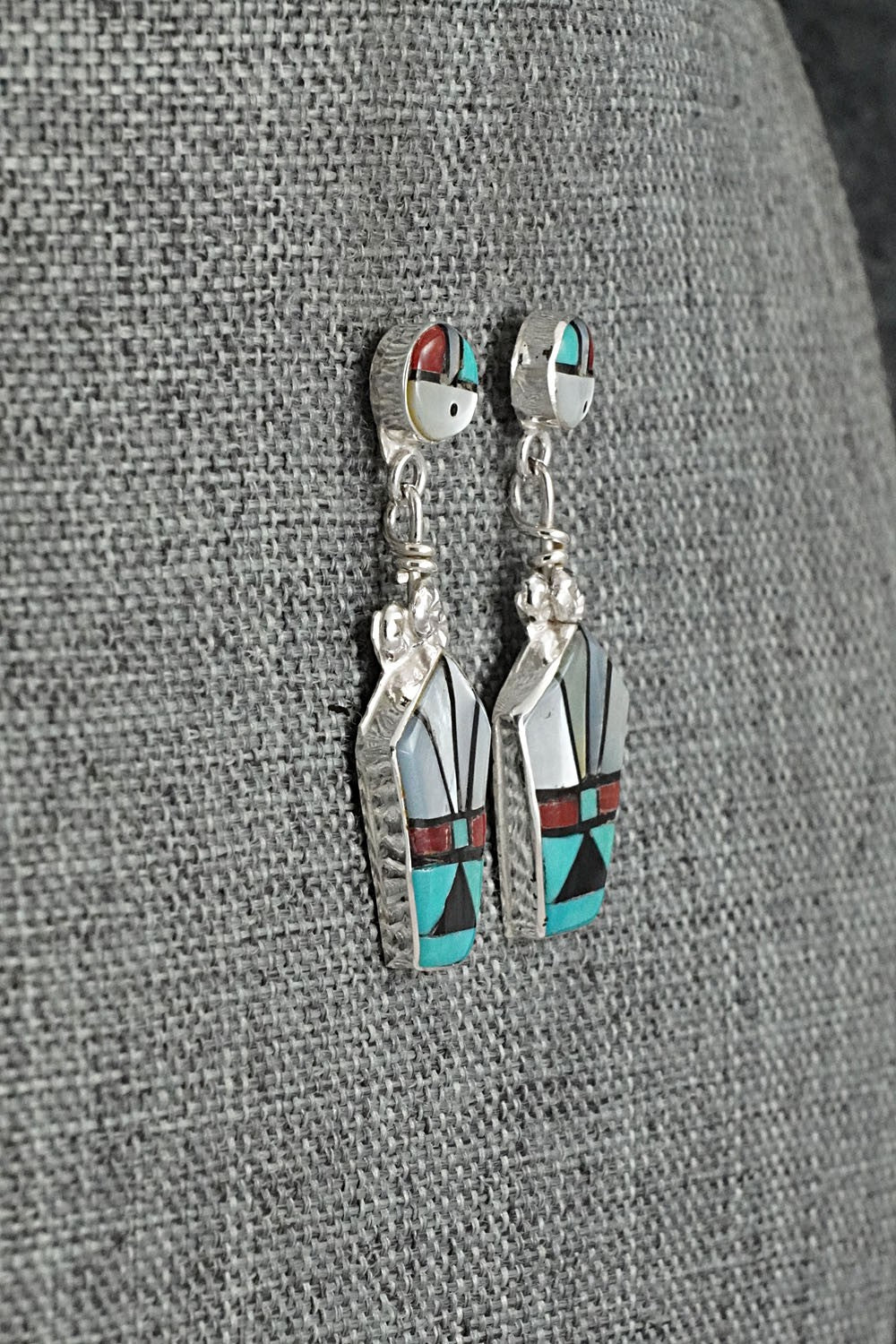 Multi Stone Inlay & Sterling Silver Earrings - Ola Eriacho