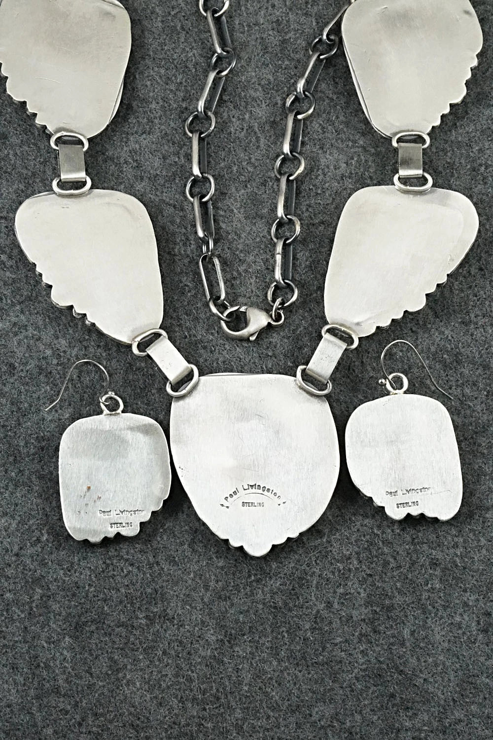 Turquoise & Sterling Silver Necklace and Earrings Set - Paul Livingston