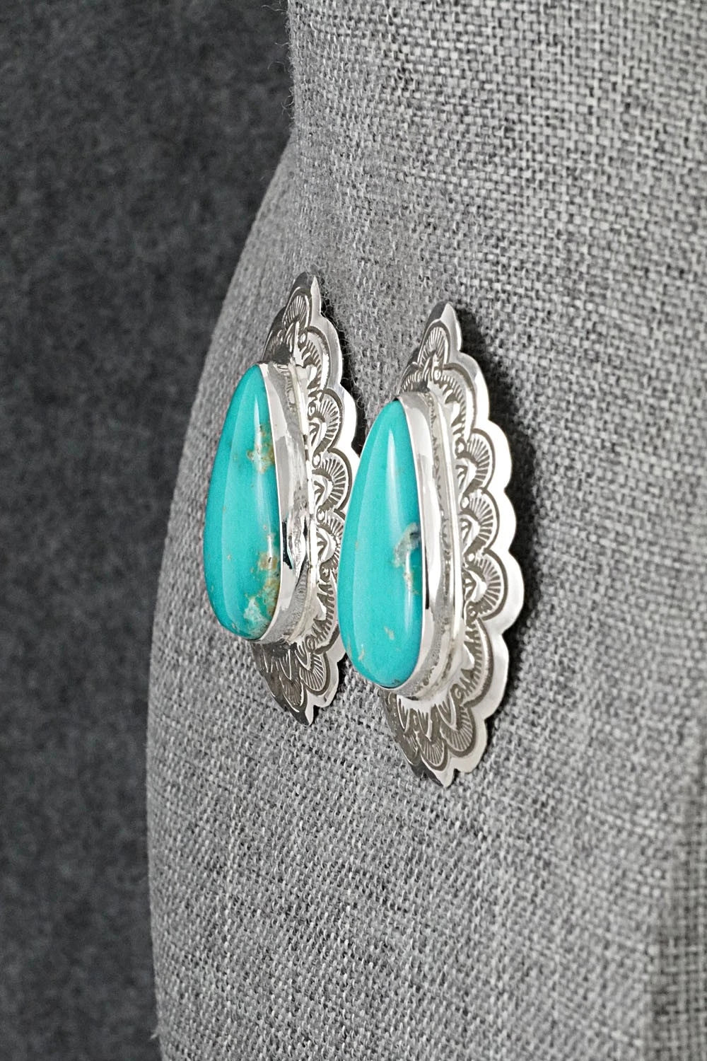 Turquoise & Sterling Silver Earrings - Arnold Blackgoat