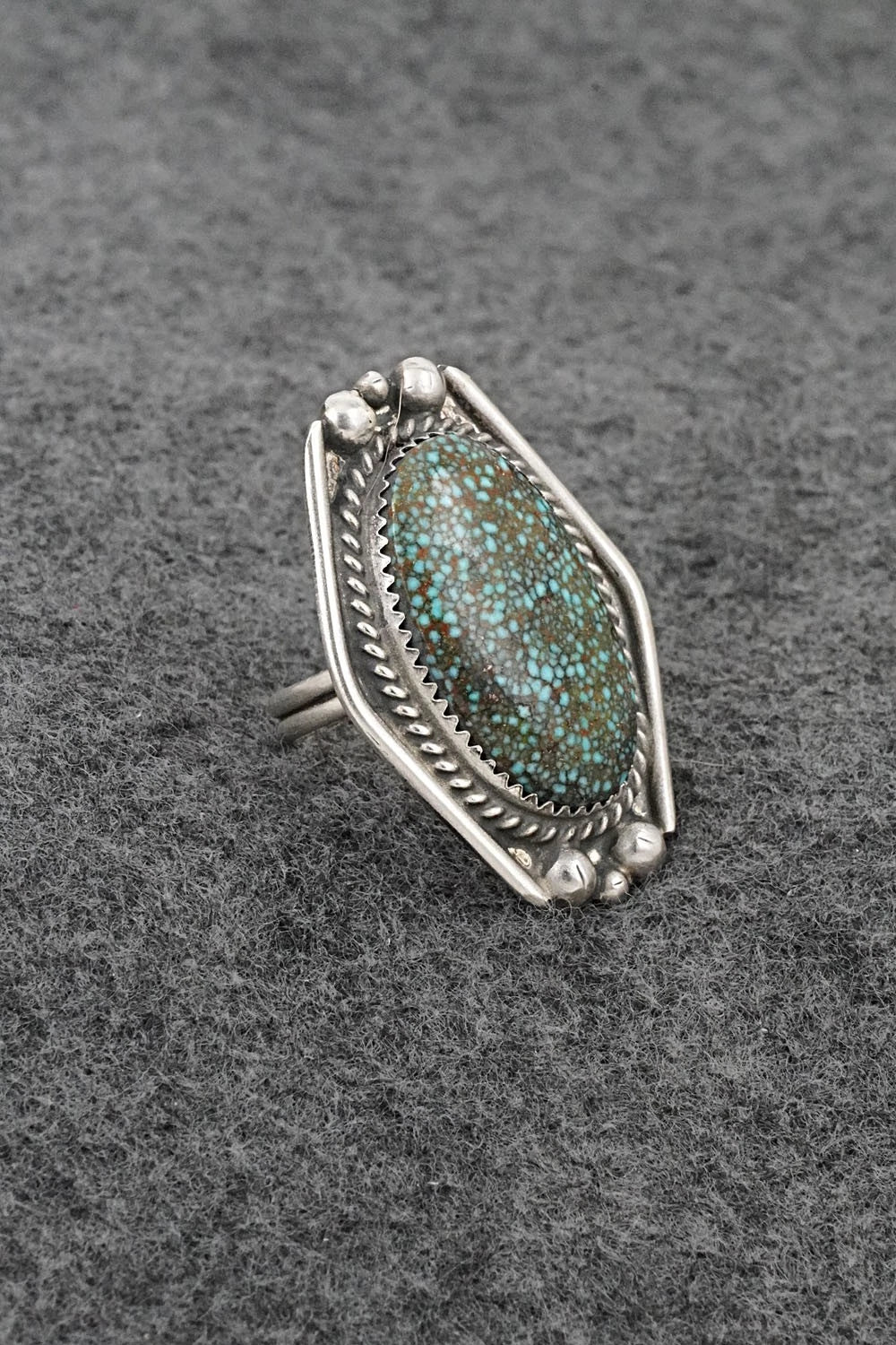 Turquoise & Sterling Silver Ring - Leslie Nez - Size 6.5