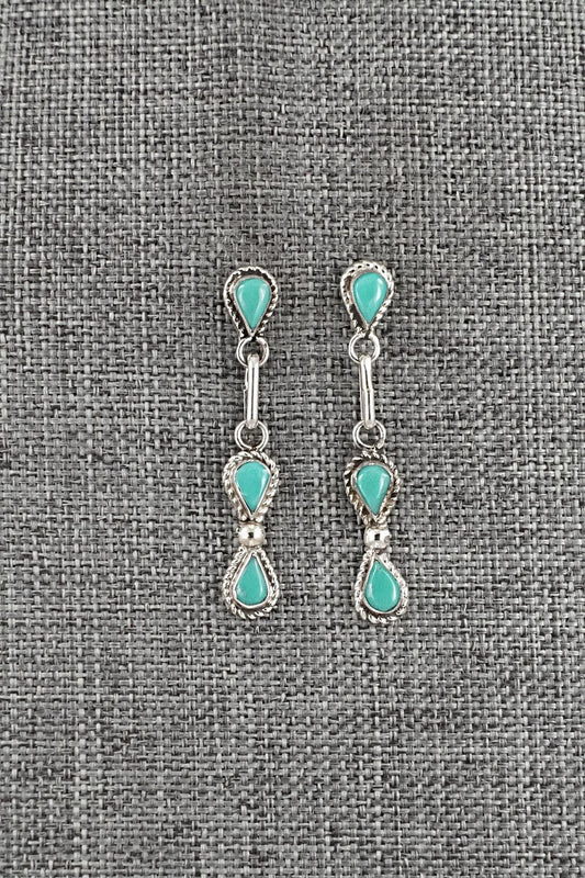Turquoise & Sterling Silver Earrings - Carol Lateyice