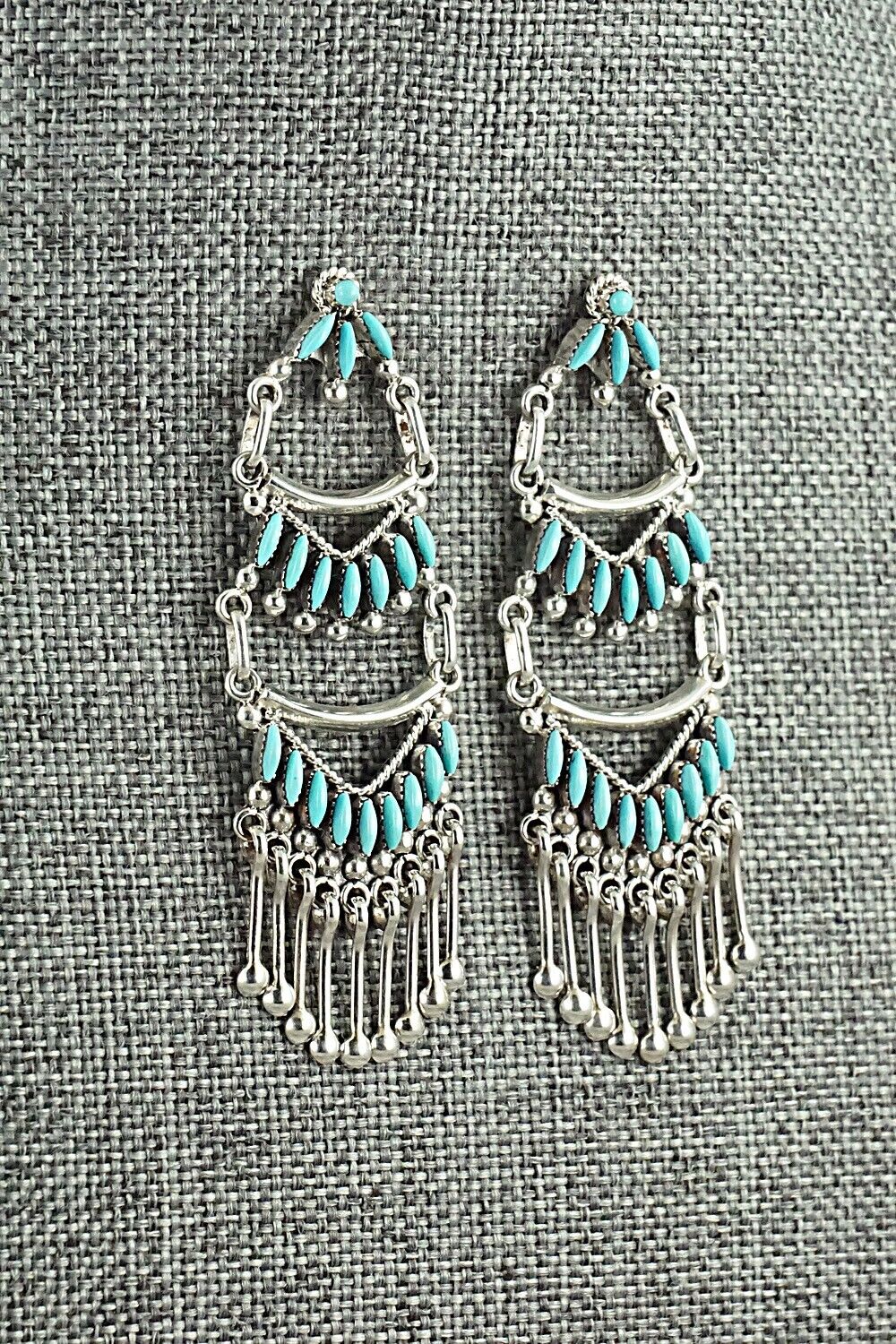 Turquoise & Sterling Silver Earrings - Stewart Nakatewa