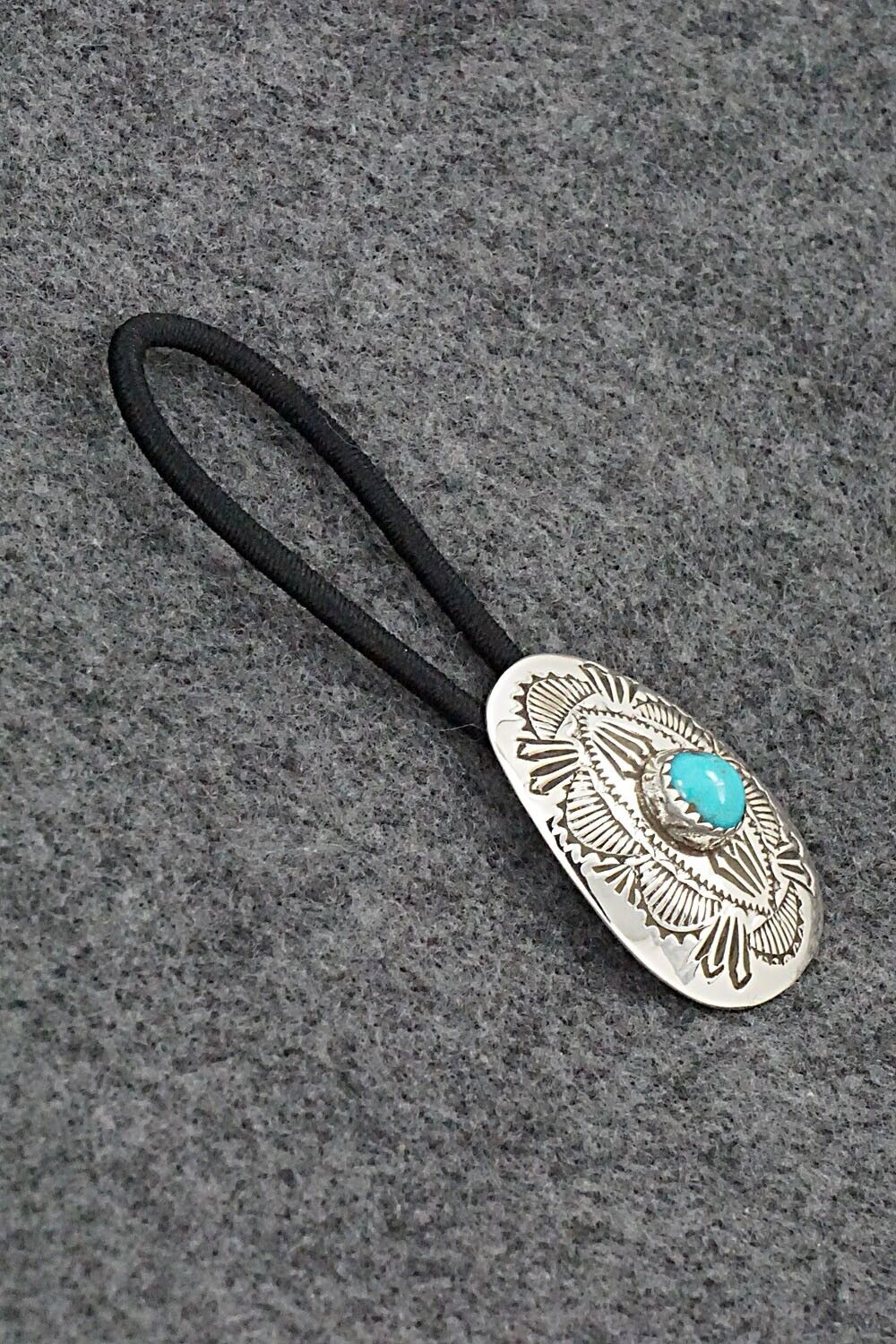 Turquoise & Sterling Silver Hair Tie - Shirley Skeets