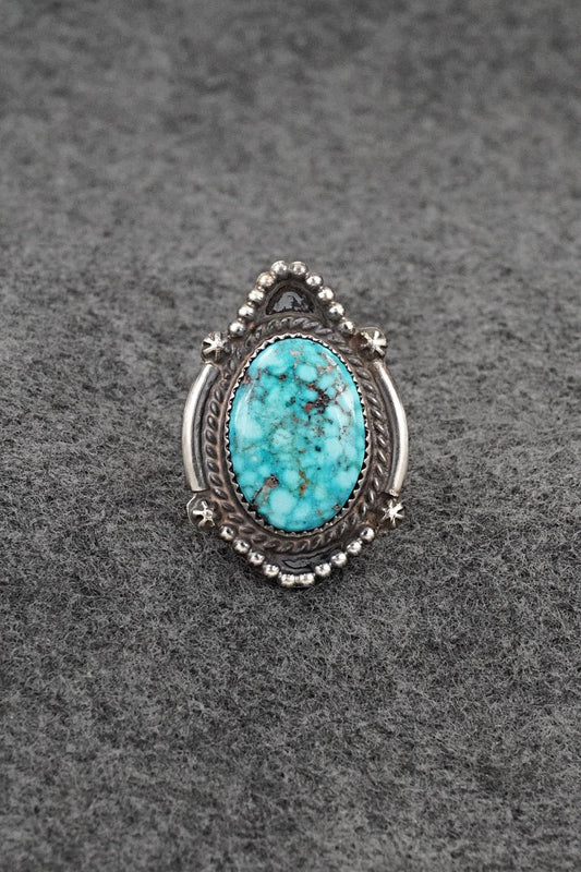 Turquoise & Sterling Silver Ring - Leslie Nez - Size 7.5