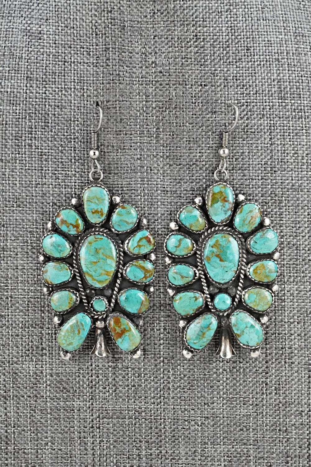 Turquoise & Sterling Silver Earrings - Vintage