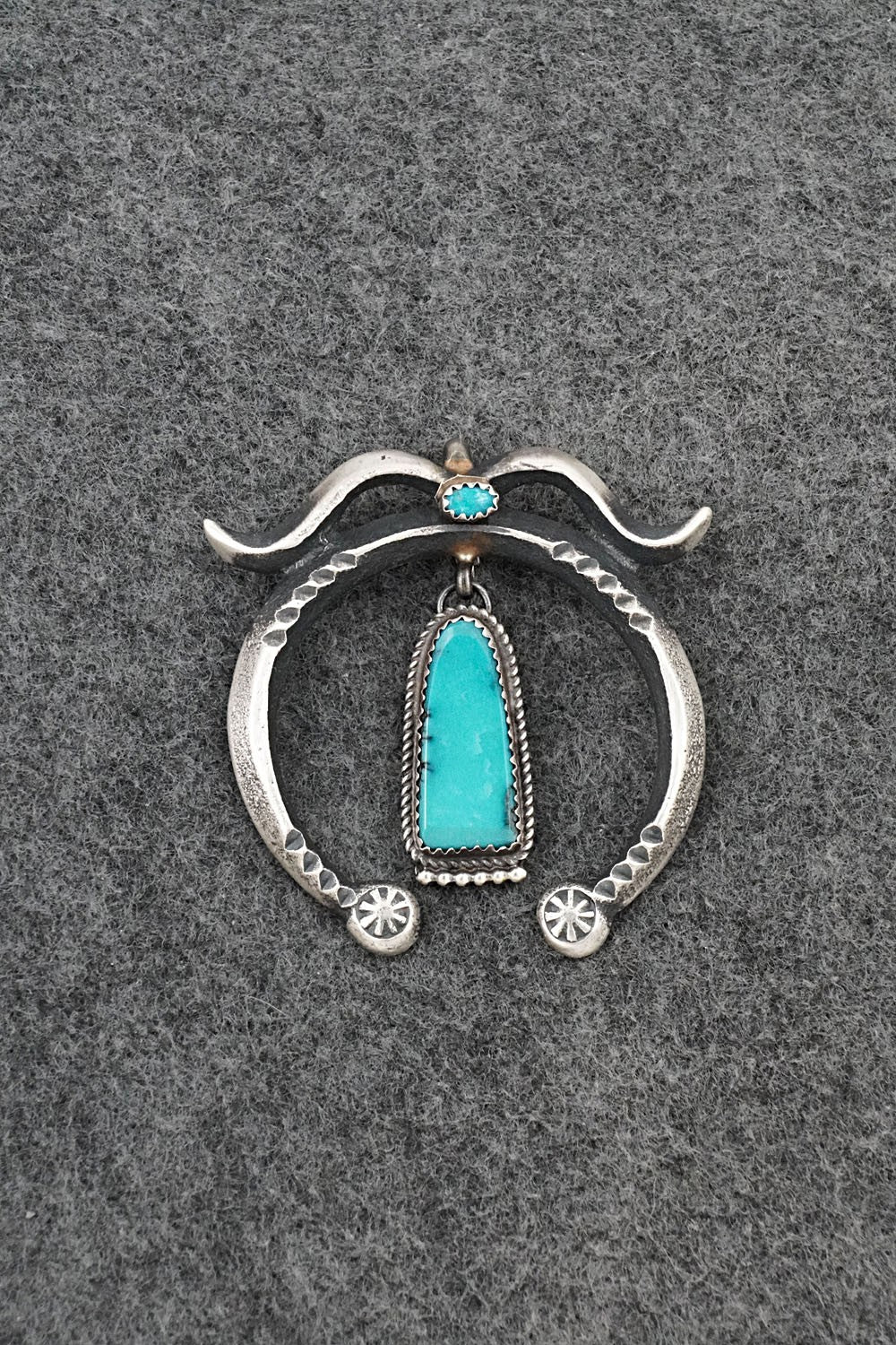 Turquoise and Sterling Silver Pendant - Martha Cayatineto